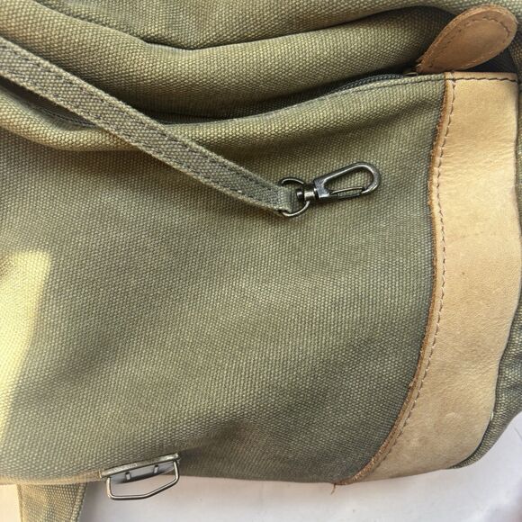 LL BEAN Vintage Unisex Canvas Messenger Flap Field Bag Leather Trim Crossbody - Picture 13 of 16